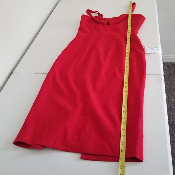 Dress the population Eve sweetheart twist front sleveless red midi dress size M - Picture 6 of 10